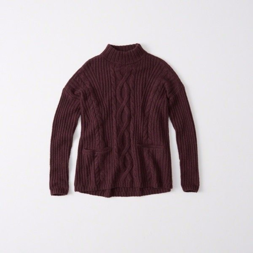 Boxy Cable Turtleneck Sweater